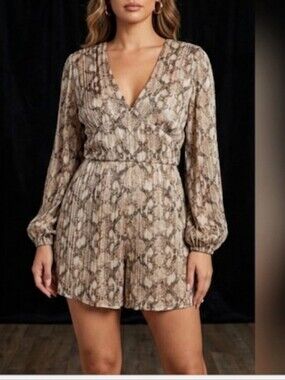 TCEC Brown Snake Print Long Sleeve Dress